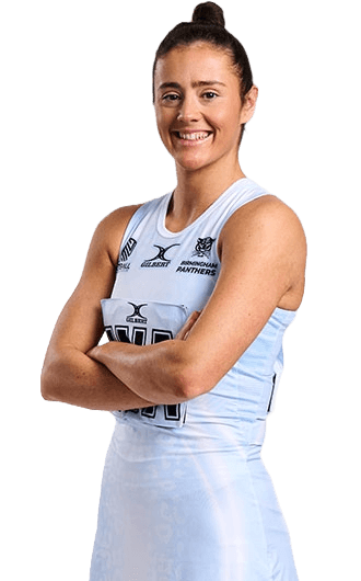 A portrait image of Loughborough Lightning Netball player Jess Shaw