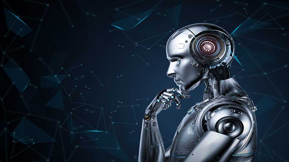 A humanoid robot thinking