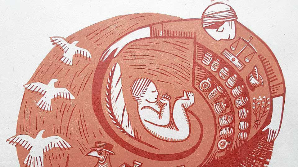 Illustration of mother and baby