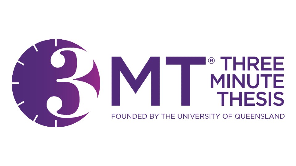 The Three Minute Thesis logo on a white background.