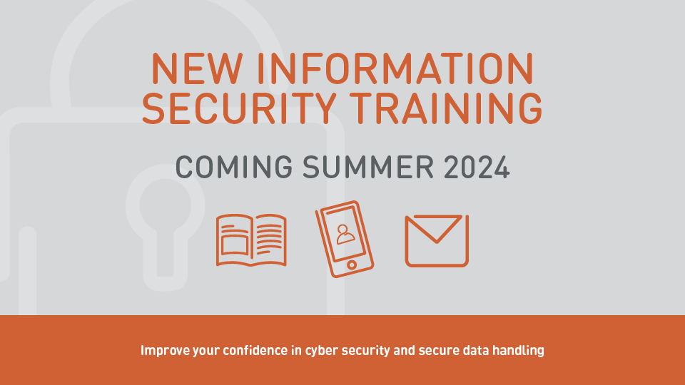 Orange and grey banner with three icons and text announcing the launch