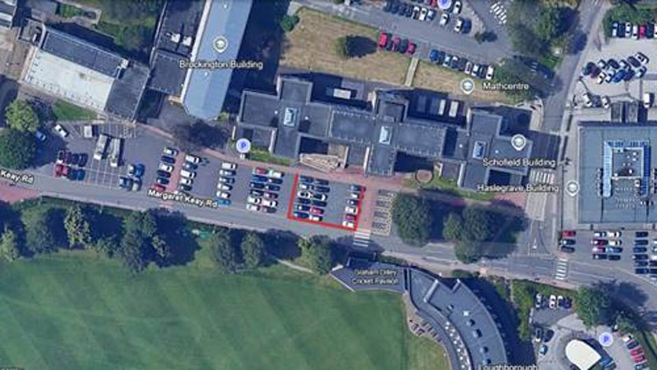 Birds eye view of the Car Park, with a section highlighted in red
