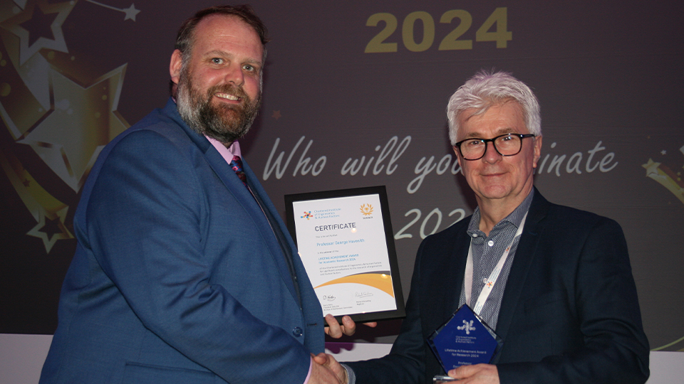 Professor George Havenith accepted the CIEHF Lifetime Achievement Award for Research