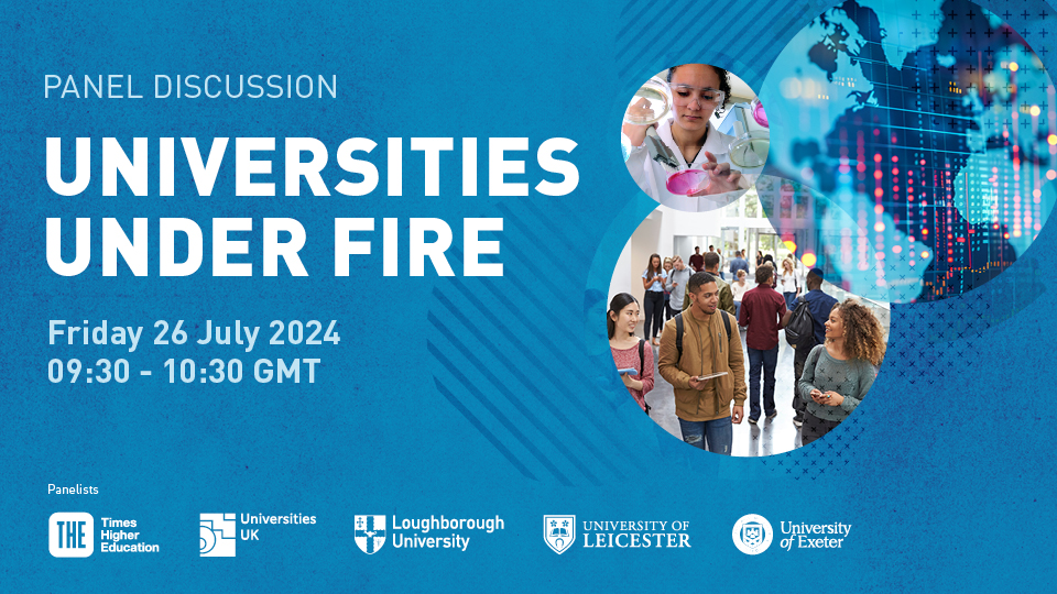 Blue graphic with text info about the event, along with images of students and researchers