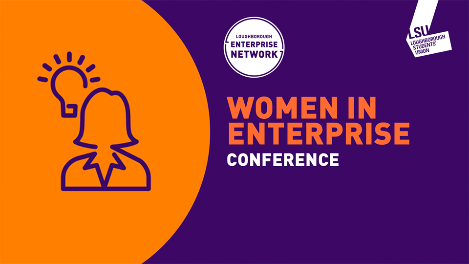 Graphic of a person with a lightbulb above their head alongside the text 'Women in Enterprise'