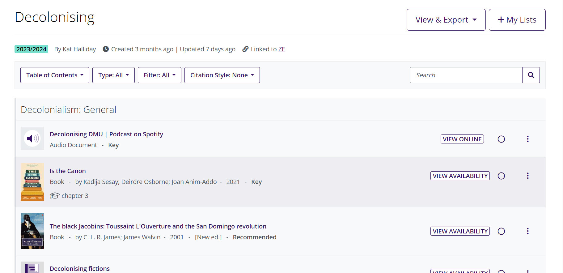Screenshot of new library system
